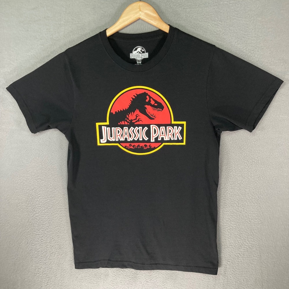 Jurassic Park Logoโ Graphic T Shirt Mens Medium Black Dinosaur Movie Tee